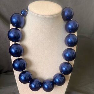 X-Large Faux Blue pearl necklace 16”